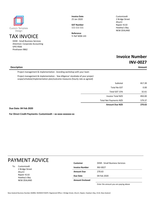Xero Invoice No Line Pricing Payment Advice On Last Page